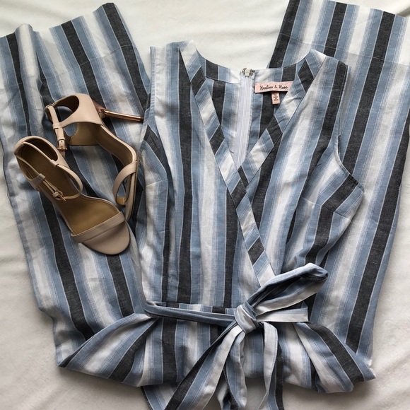 harlow & rose Pants - Harlow & Rose linen cropped jumpsuit NWT